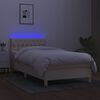 vidaXL Boxspring met matras en LED stof cr&egrave;mekleurig 80x200 cm