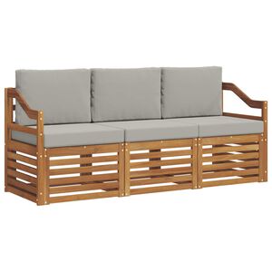 vidaXL Sofa-Sets 3 st Natuurlijk en Lichtgrijs Massief Acaciahout