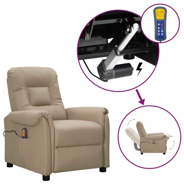 vidaXL Sta-op-massagestoel kunstleer cappuccinokleurig