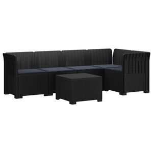vidaXL 5-Zits Tuin Sofa met Kussens Rattan Look PP Antraciet
