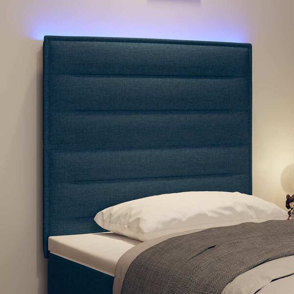 vidaXL LED Hoofdbord met LED-striplichten Blauw 100 cm Polyester