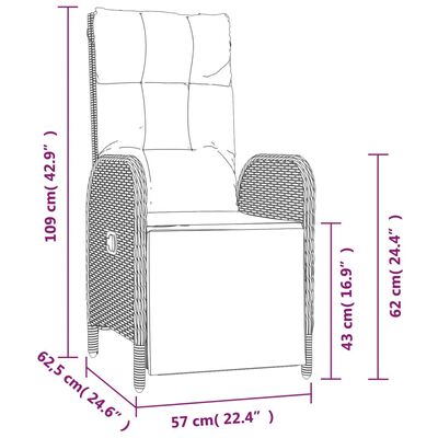 vidaXL 9-delige Tuinset poly rattan zwart