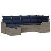 vidaXL Tuinbankenset 6 st Grijs en Marineblauw poly rattan