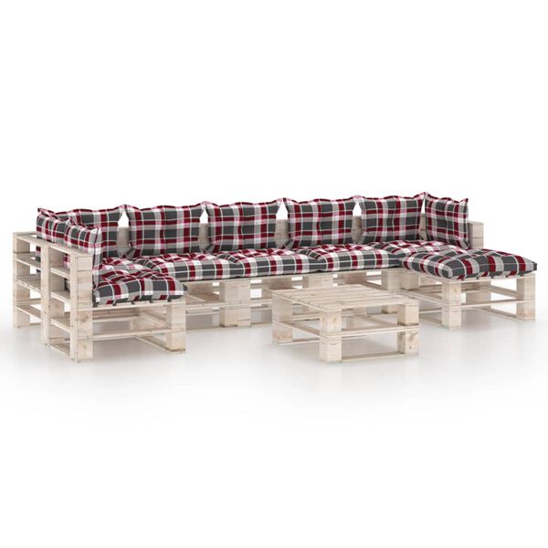 vidaXL 8-delige Loungeset met kussens pallet grenenhout