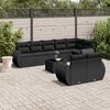 vidaXL 9-delige Loungeset met kussens poly rattan zwart