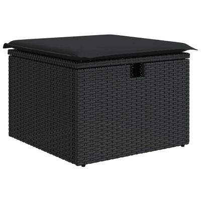 vidaXL 9-delige Loungeset met kussens poly rattan zwart