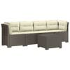 vidaXL 4-Persoons Tuin Sofa met Kussens Rieten Look PP Lichtgrijs