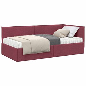 vidaXL Hoekbedframe met Matras met hoofdeinde 2 pcs Grijs Fluweel