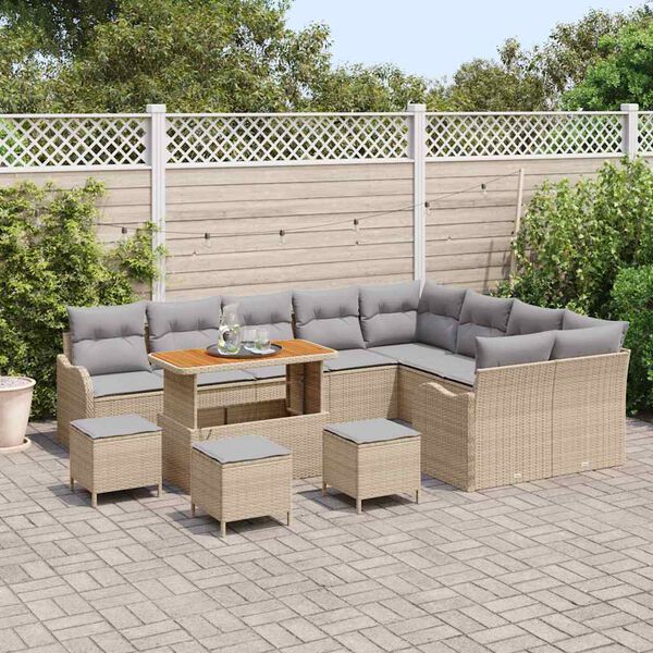 vidaXL Tuin Sofa Set met kussen met opslag 13 pcs Beige en Licht Grijs
