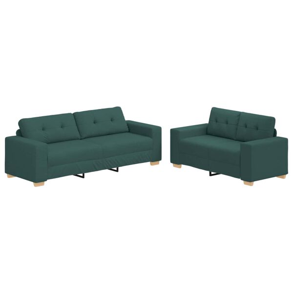 vidaXL Bank 2 pcs Groen Linnen-mix stof