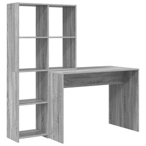 vidaXL Bureau met plank Grijs Sonoma 138,5 x 55 x 143 cm Bewerkt hout