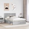 vidaXL Bedframe Grijs Sonoma 135 x 190 cm Massief grenenhout
