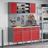 vidaXL Werk kast met lade met slot 7 pcs Rood Engineered hout en staal