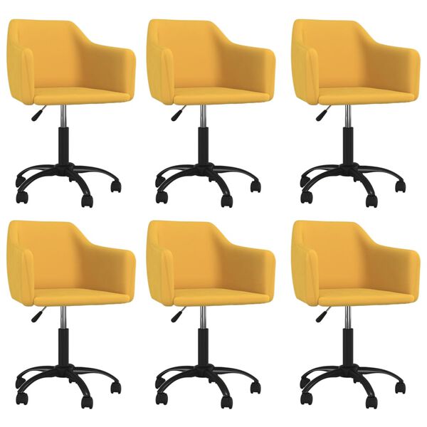 vidaXL Eetkamerstoelen draaibaar 6 st fluweel geel
