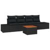 vidaXL Tuinbankenset met kussen 5 pcs Zwart poly rattan