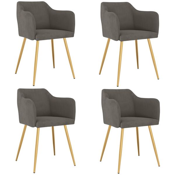 vidaXL Eetkamerstoelen 4 st fluweel donkergrijs