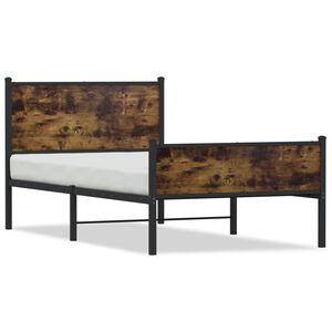 vidaXL Bedframe zonder matras metaal gerookt eikenkleurig 107x203 cm