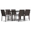 vidaXL 7-delige Tuinset met kussens poly rattan en staal
