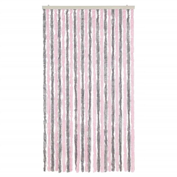 vidaXL Vliegengordijn 100x230 cm chenille zilvergrijs en roze