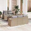 vidaXL Tuin Sofa Set 6 pcs Beige en Grijs Poly rattan, staal en glas