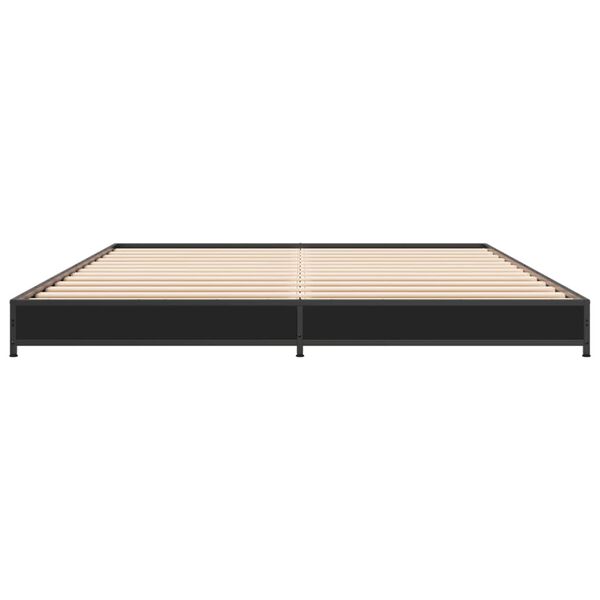 vidaXL Bedframe bewerkt hout metaal zwart 135x190 cm