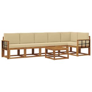 vidaXL Buiten bankenset 7 st Natuurlijk en Beige