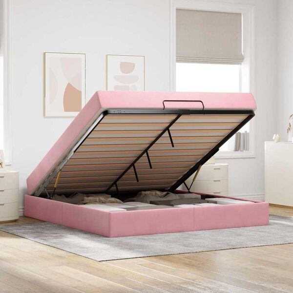 vidaXL Bedframe met matras met matras 2 pcs Roze Fluweel