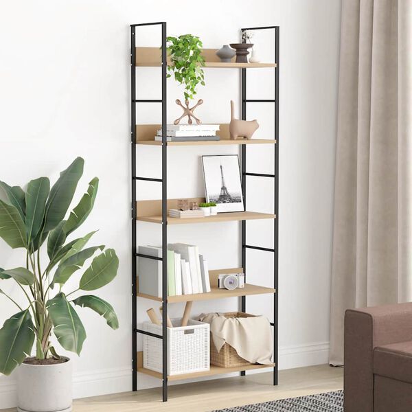 vidaXL Boekenkast 5 schappen 60x27,6x158,5 cm bewerkt hout eikenkleur
