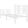 vidaXL Bedframe met hoofd- en voeteneinde metaal wit 75x190 cm
