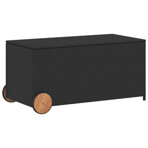 vidaXL Tuinbox met wielen 190 L poly rattan zwart