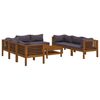 vidaXL 9-delige Loungeset met kussens massief acaciahout