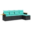 vidaXL 5-delige Loungeset met kussens poly rattan zwart
