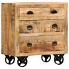vidaXL Bijzetkast op wieltjes 70x40x75 cm massief mangohout