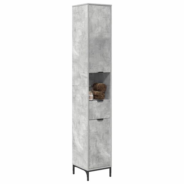 vidaXL Badkamer Kast met lade Beton Grijs 31,5 x 33 x 190 cm