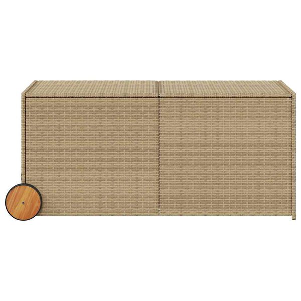 VidaXL Tuinbox met wielen 283 L poly rattan gemengd beige