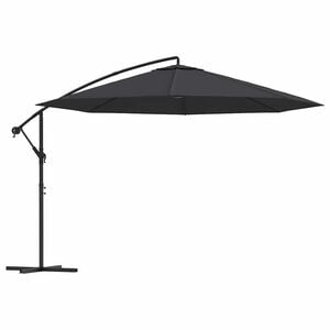 vidaXL Zweefparasol met stalen paal 350 cm zwart