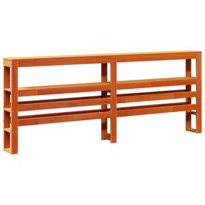 vidaXL Hoofdbord met schappen 200 cm massief grenenhout wasbruin