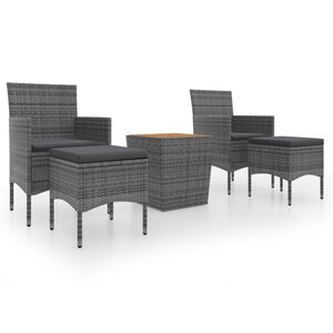 vidaXL 5-delige Bistroset poly rattan en massief acaciahout grijs