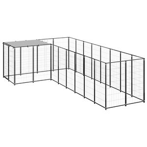 vidaXL Hondenkennel 6,05 m&sup2; staal zwart