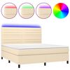 vidaXL Boxspring met matras en LED stof cr&egrave;mekleurig 160x200 cm