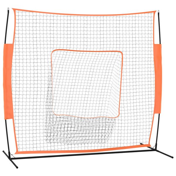 vidaXL Honkbalnet draagbaar 219x107x212 cm staal polyester oranje zwart