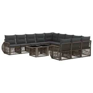 vidaXL Tuinbankenset 12 st Grijs en Donkergrijs poly rattan