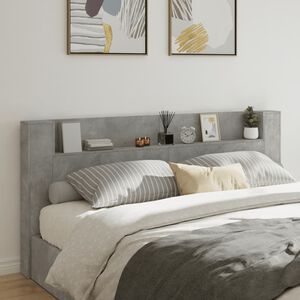 vidaXL Hoofdbordkast met LED-verlichting 220x16,5x103,5 cm betongrijs