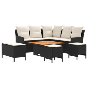 vidaXL Meubelsets 7 st Zwart en Cr&egrave;me PE Rattan