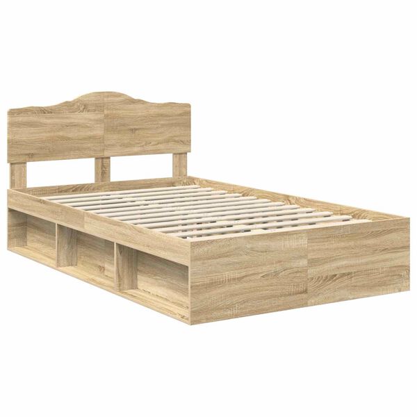 vidaXL Bedframe met hoofdeinde Sonoma 120 x 190 cm Massief grenenhout