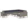 vidaXL 11-delige Loungeset met kussens poly rattan grijs