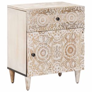 vidaXL Bed kast Wit 50 x 33 x 60 cm Massief Mango Hout