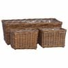 vidaXL Plantenmand met opslag 3 pcs Bruin Kubu Rattan