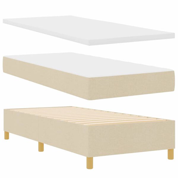 vidaXL Boxspring bed met matras met hoofdeinde Cr&egrave;me 80 x 200 cm Stof
