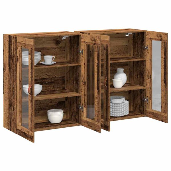 vidaXL Wandgemonteerde Kasten 2 pcs Oud hout 69,5 x 34 x 90 cm